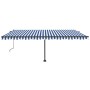 Toldo de pie automático azul y blanco 500x350 cm