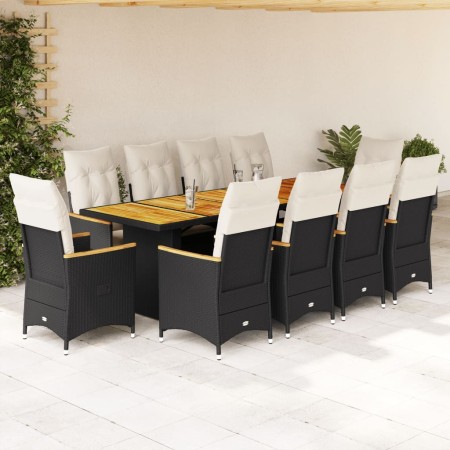 Set de mesa y sillas de jardín 11 pzas y cojines ratán PE negro by , Garden sets - Ref: Foro24-3277250, Price: 1,00 €, Discou...
