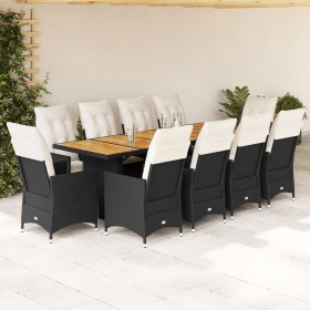 Set de mesa y sillas de jardín y cojines 11 pzas ratán PE negro by , Garden sets - Ref: Foro24-3277233, Price: 1,00 €, Discou...