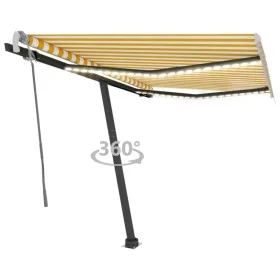Manual retractable awning with yellow and white LED 350x250 cm by vidaXL, Awnings - Ref: Foro24-3069723, Price: 516,22 €, Dis...