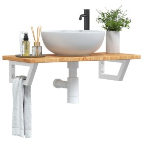 Estante de lavabo de pared de acero y madera maciza de roble by , bathroom vanities - Ref: Foro24-3302338, Price: 82,58 €, Di...