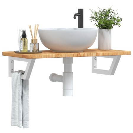 Estante de lavabo de pared de acero y madera maciza de roble von , Badezimmerwaschtische - Ref: Foro24-3302338, Preis: 82,58 ...