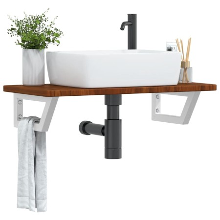 Estante de lavabo de pared de acero y madera maciza de roble von , Badezimmerwaschtische - Ref: Foro24-3302346, Preis: 77,79 ...