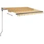 Manual retractable awning with yellow and white LED 350x250 cm by vidaXL, Awnings - Ref: Foro24-3069723, Price: 516,22 €, Dis...