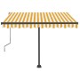 Manual retractable awning with yellow and white LED 350x250 cm by vidaXL, Awnings - Ref: Foro24-3069723, Price: 515,73 €, Dis...