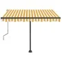 Manual retractable awning with yellow and white LED 350x250 cm by vidaXL, Awnings - Ref: Foro24-3069723, Price: 516,22 €, Dis...