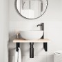 Estante de lavabo de pared de acero y madera maciza de roble