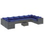Set de muebles de jardín 11 pzas y cojines ratán sintético gris by , Garden sets - Ref: Foro24-3308295, Price: 771,98 €, Disc...