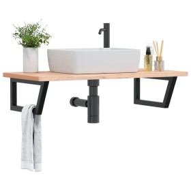 Estante de lavabo de pared de acero y madera maciza de haya von , Badezimmerwaschtische - Ref: Foro24-3302435, Preis: 116,55 ...