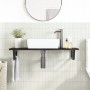 Estante de lavabo de pared de acero y madera maciza de roble de , Tocadores de baño - Ref: Foro24-3302591, Precio: 68,97 €, D...