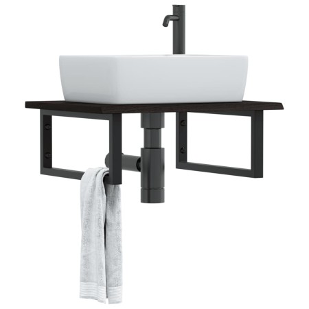 Estante de lavabo de pared de acero y madera maciza de roble von , Badezimmerwaschtische - Ref: Foro24-3302617, Preis: 84,88 ...