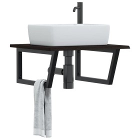 Estante de lavabo de pared de acero y madera maciza de roble by , bathroom vanities - Ref: Foro24-3302655, Price: 75,90 €, Di...