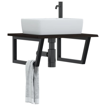 Estante de lavabo de pared de acero y madera maciza de roble von , Badezimmerwaschtische - Ref: Foro24-3302655, Preis: 75,90 ...
