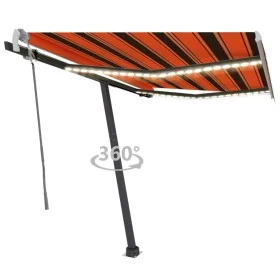Toldo manual retráctil con LED naranja y marrón 300x250 cm de vidaXL, Toldos - Ref: Foro24-3069705, Precio: 382,49 €, Descuen...