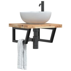 Estante de lavabo de pared acero y madera maciza de acacia von , Badezimmerwaschtische - Ref: Foro24-3302767, Preis: 83,68 €,...