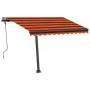 Manual retractable awning with orange and brown LED 300x250 cm by vidaXL, Awnings - Ref: Foro24-3069705, Price: 382,52 €, Dis...