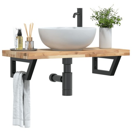Estante de lavabo de pared acero y madera maciza de acacia by , bathroom vanities - Ref: Foro24-3302695, Price: 90,39 €, Disc...