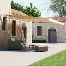 Toldo de pie automático amarillo y blanco 450x300 cm de vidaXL, Toldos - Ref: Foro24-3069568, Precio: 563,21 €, Descuento: %