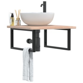 Estante de lavabo de pared de acero y madera maciza de roble by , bathroom vanities - Ref: Foro24-3302461, Price: 107,19 €, D...