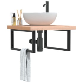 Estante de lavabo de pared de acero y madera maciza de haya von , Badezimmerwaschtische - Ref: Foro24-3302505, Preis: 105,97 ...