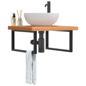 Estante de lavabo de pared de acero y madera maciza de haya von , Badezimmerwaschtische - Ref: Foro24-3302513, Preis: 111,19 ...