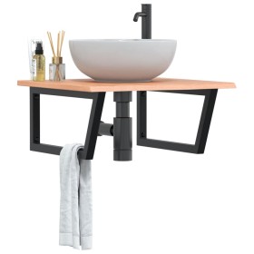 Estante de lavabo de pared de acero y madera maciza de roble von , Badezimmerwaschtische - Ref: Foro24-3302643, Preis: 90,33 ...