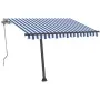 Manual retractable foot awning blue and brown 350x250 cm by vidaXL, Awnings - Ref: Foro24-3069716, Price: 347,16 €, Discount: %
