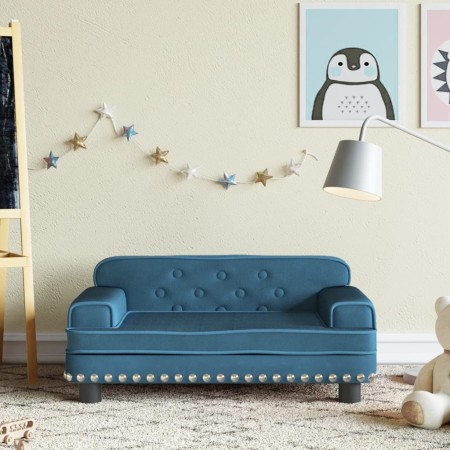 Sofá para niños de terciopelo azul 70x45x30 cm by , Baby and Toddler Furniture - Ref: Foro24-3196293, Price: 88,32 €, Discoun...