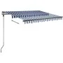 Manual retractable foot awning blue and brown 350x250 cm by vidaXL, Awnings - Ref: Foro24-3069716, Price: 347,16 €, Discount: %