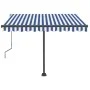 Manual retractable foot awning blue and brown 350x250 cm by vidaXL, Awnings - Ref: Foro24-3069716, Price: 347,16 €, Discount: %