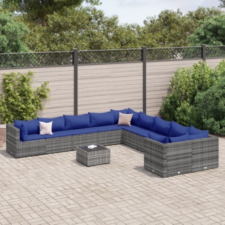 Set of 11 garden sofas and cushions synthetic rattan gray by , Garden sets - Ref: Foro24-3308359, Price: 771,98 €, Discount: %