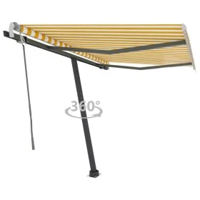 Gelb-weiße Markise mit manuell ausziehbarem Fuß, 300 x 250 cm von vidaXL, Markisen - Ref: Foro24-3069698, Preis: 313,37 €, Ra...