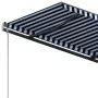 Manual retractable foot awning blue and brown 350x250 cm by vidaXL, Awnings - Ref: Foro24-3069716, Price: 347,16 €, Discount: %
