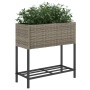 Jardinera con estante ratán sintético gris de , Maceteros y jardineras - Ref: Foro24-366389, Precio: 66,40 €, Descuento: %