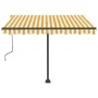 Yellow and white manual retractable foot awning 300x250 cm by vidaXL, Awnings - Ref: Foro24-3069698, Price: 313,37 €, Discoun...