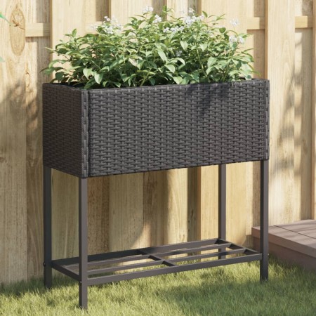Jardineras con estante 2 uds ratán sintético negro 70x28x70 cm von , Töpfe und Pflanzgefäße - Ref: Foro24-3210510, Preis: 115...