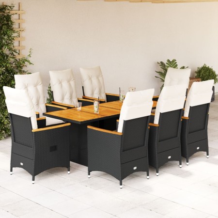 Set de comedor de jardín 9 pzas y cojines ratán sintético negro von , Gartensets - Ref: Foro24-3276841, Preis: 1,00 €, Rabatt: %