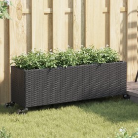 Jardineras con ruedas 2 uds ratán sintético negro 107x32x38 cm de , Maceteros y jardineras - Ref: Foro24-3210525, Precio: 131...
