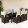 Set de mesa y sillas jardín 9 piezas y cojines ratán PE marrón de , Conjuntos de jardín - Ref: Foro24-3277070, Precio: 1,00 €...