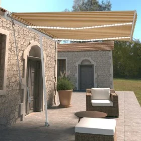 Toldo automático LED sensor de viento amarillo blanco 350x250cm de vidaXL, Toldos - Ref: Foro24-3069533, Precio: 585,76 €, De...