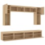 Muebles de TV de pared con luces LED 8 piezas roble sonoma de , Muebles TV - Ref: Foro24-3216766, Precio: 334,95 €, Descuento: %