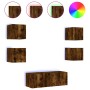 Muebles TV pared con LED 6 pzas madera ingeniería roble ahumado von , TV-Möbel - Ref: Foro24-3216815, Preis: 178,03 €, Rabatt: %