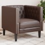 Sillón Chesterfield de cuero artificial marrón de , Sofás - Ref: Foro24-372654, Precio: 176,31 €, Descuento: %