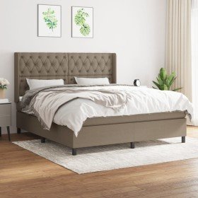 Cama box spring con colchón tela gris taupe 160x200 cm en Camas y somieres | Comprar online en Foro24