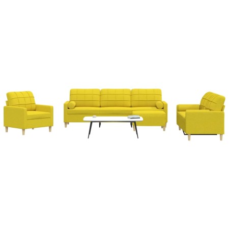 Juego de sofá 4 piezas con reposapiés y cojines tela amarillo by , Sofas - Ref: Foro24-3278316, Price: 690,28 €, Discount: %