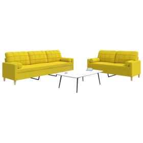 Juego de sofás con cojines 2 piezas tela amarillo claro by , Sofas - Ref: Foro24-3278340, Price: 501,87 €, Discount: %