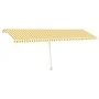 Toldo de pie retráctil manual amarillo y blanco 600x350 cm de vidaXL, Toldos - Ref: Foro24-3069678, Precio: 668,51 €, Descuen...