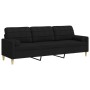 Sofá de 3 plazas con cojines tela negro 210 cm by , Sofas - Ref: Foro24-3278205, Price: 326,25 €, Discount: %