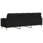 Sofá de 3 plazas con cojines tela negro 210 cm by , Sofas - Ref: Foro24-3278205, Price: 326,25 €, Discount: %