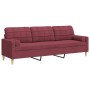 Sofá de 3 plazas con cojines tela rojo tinto 210 cm von , Sofas - Ref: Foro24-3278207, Preis: 360,66 €, Rabatt: %